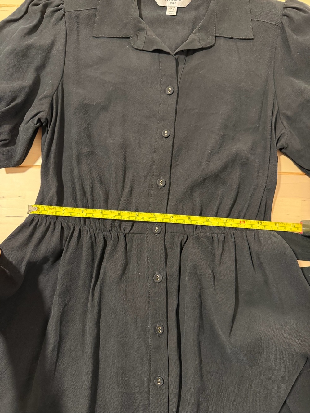 Ever New Black Puff-Sleeve Button Shirt Dress with Belt - Picture 4 of 5